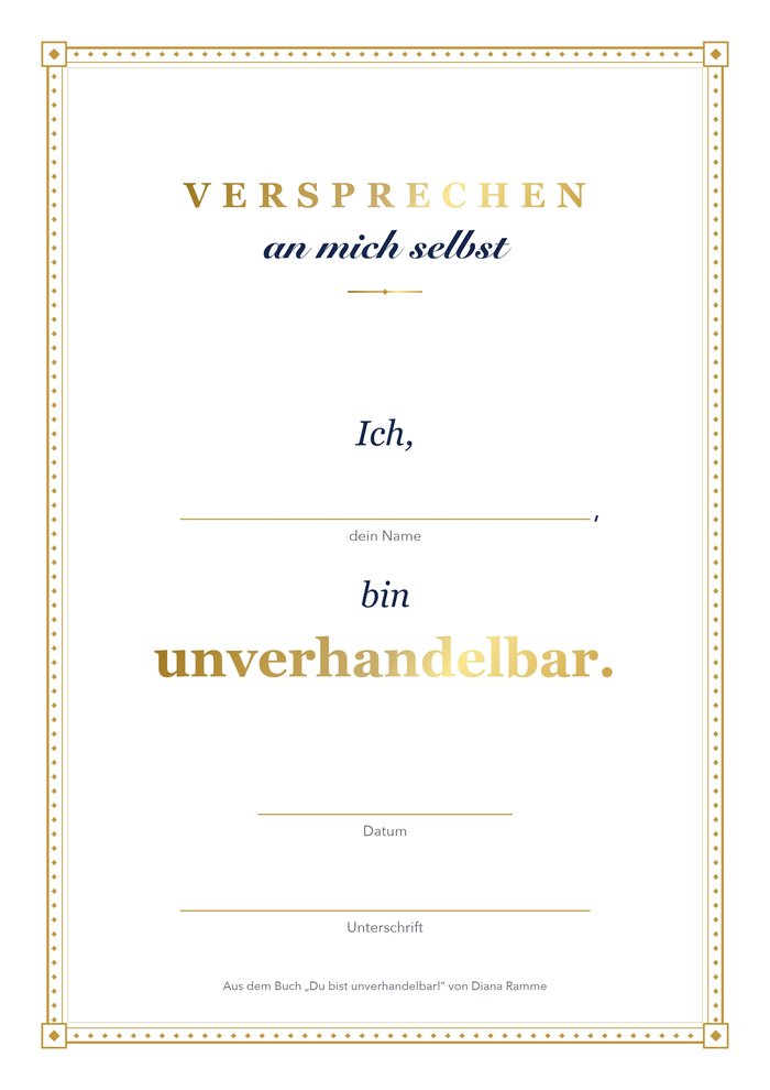 Vorschau: Versprechen an mich selbst, Blatt in A4